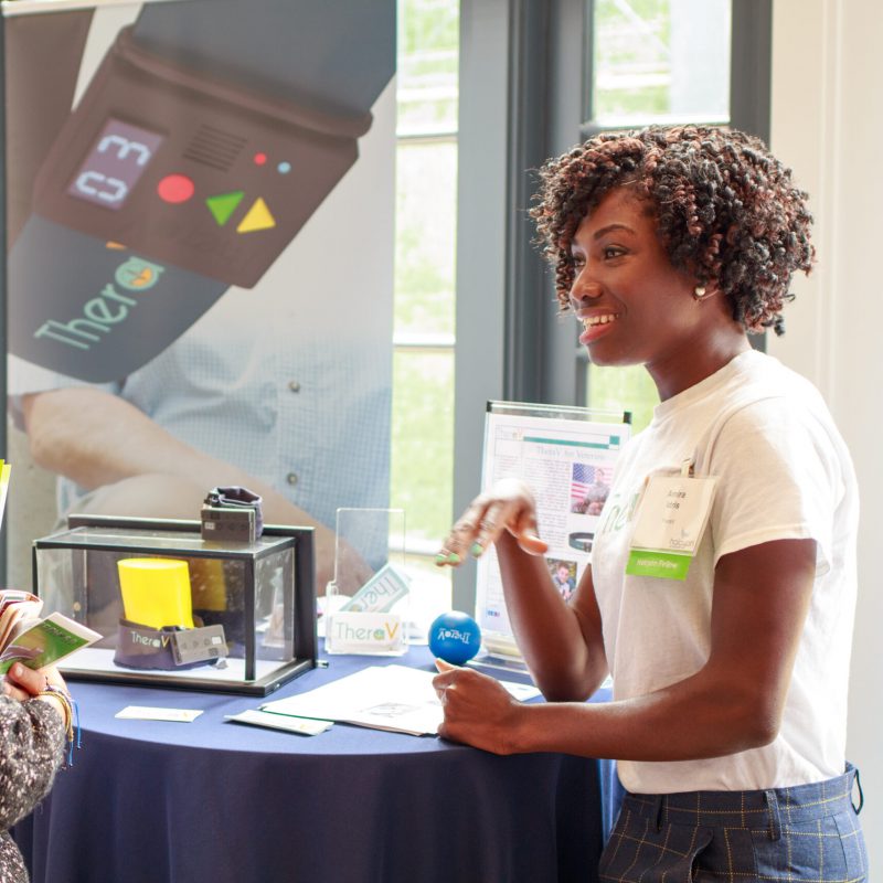 Halcyon fellow engaging with guest of Incubator Cohort Kickoff